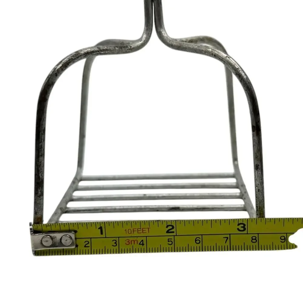 Vintage Potato Masher Wooden Handle Twisted Metal Square Farmhouse Decor 8.75 in
